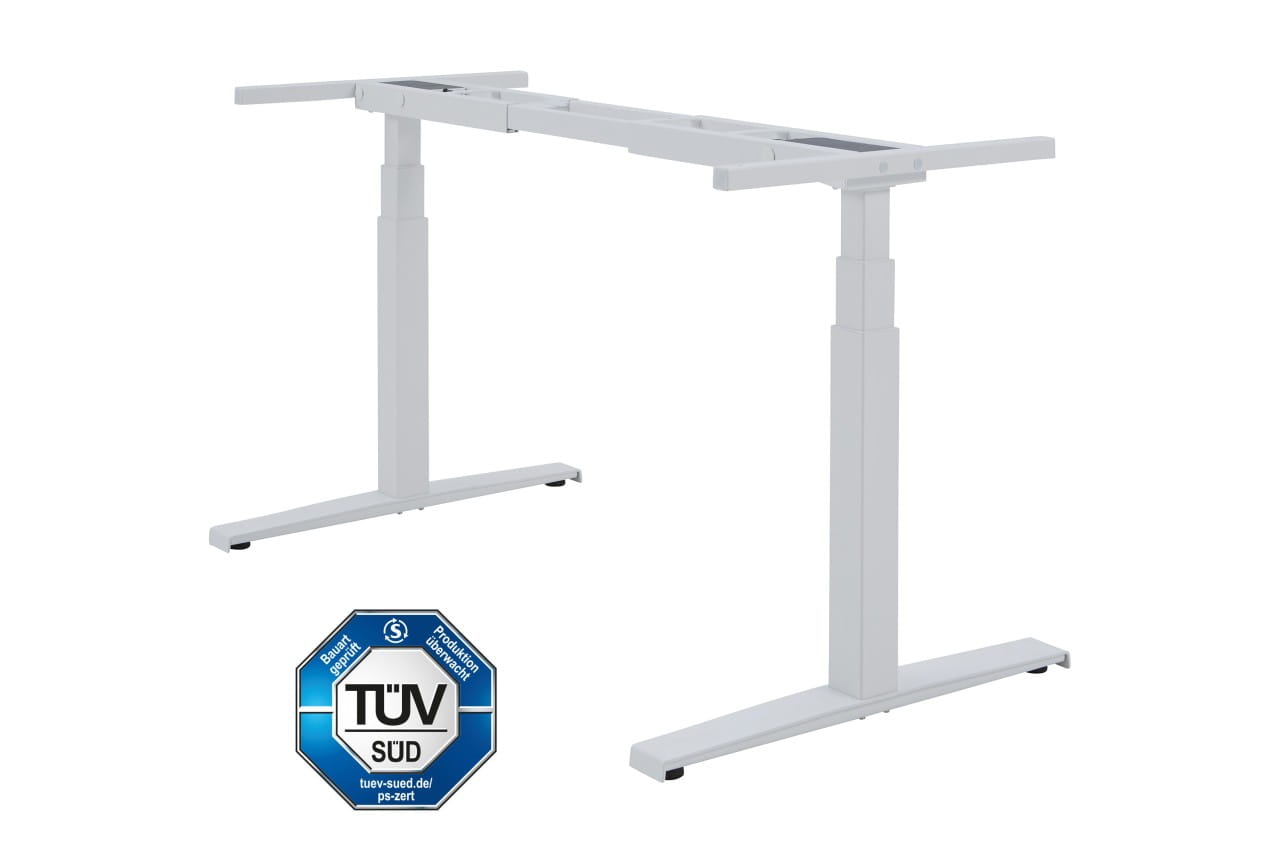 Höhenverstellbarer Schreibtisch "Basic Line", weiß, elektrisch stufenlos höhenverstellbar, Stehschreibtisch, Tischgestell